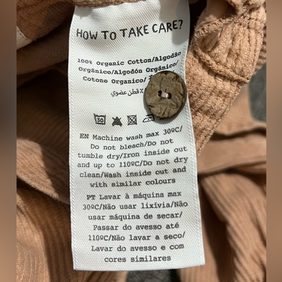 Play Up Organic Cotton Overalls 12 Months Corduroy Peach Snap - Picture 9 of 9